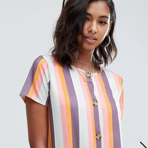 PRETTY LITTLE THING MULTI COLORED STRIPE DRESS